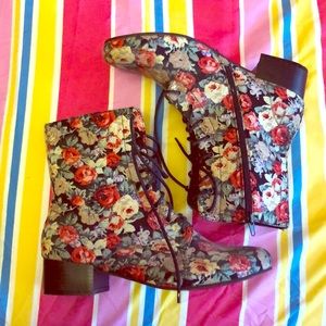 Floral combat boots